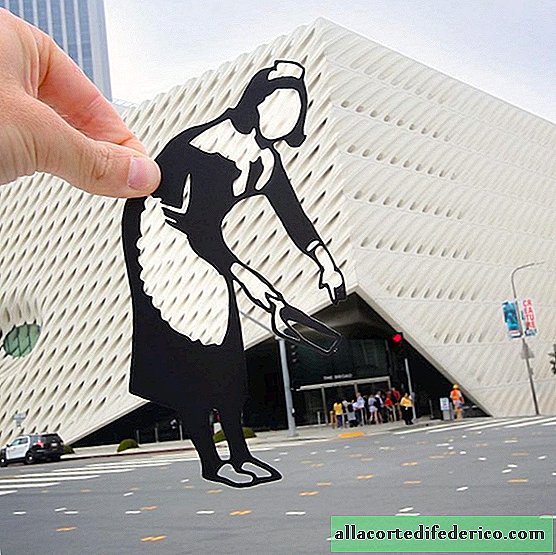 Using paper figures, he turns photos of sights into art