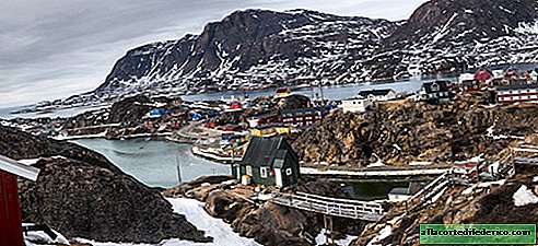 Greenland household: houses, roads and dogs