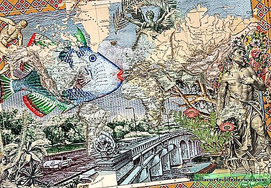 The artist creates amazing collages, reflecting different milestones in the history of mankind.