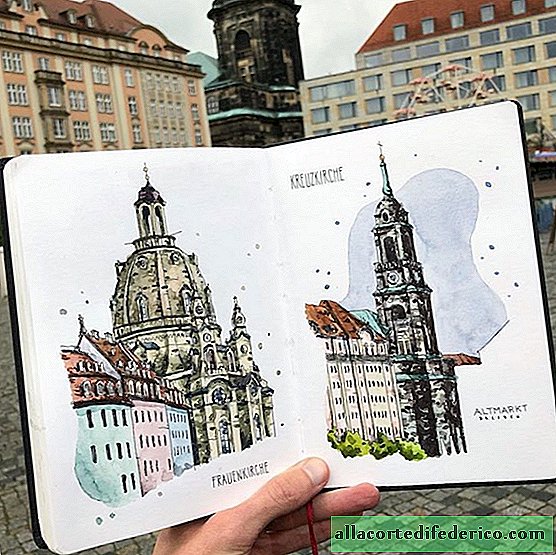 The artist reproduces the most beautiful landscapes of Europe using watercolors and mascara
