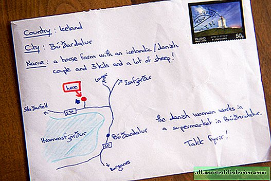 Ein Mann, der die Adresse nicht kennt, schickte einen Brief mit einer Karte auf einem Umschlag nach Island