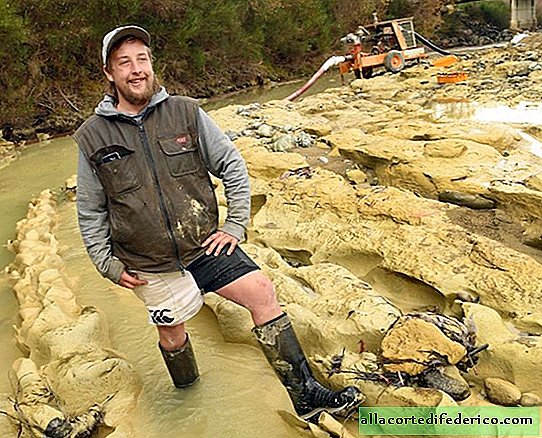 Killen gick en hundpromenad och fann enorma spår av en fågel i floden, och de är miljoner år gamla