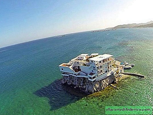 Paradise hotel built on a cliff in the middle of the sea