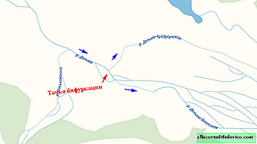 Russian Delkyu is the only river in the world that flows into two oceans
