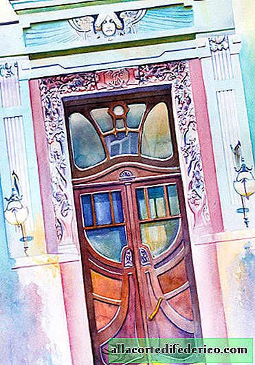 אמן אוקראיני מטייל בעולם, מצייר את הדלתות בצבעי מים