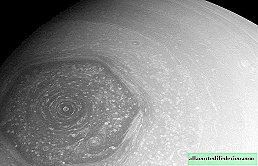 In the atmosphere of Saturn there is a giant vortex of regular hexagonal shape