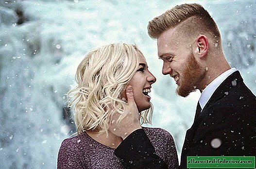 In den USA hatte das Paar keine Angst vor dem Frost und machte fantastische Fotos in der Nähe des Wasserfalls