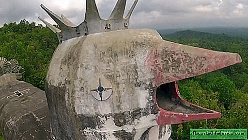 Opuszczony kościół w kształcie ogromnego chrząszczącego kurczaka w Indonezji